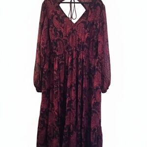 Torrid Womens Midi Clip Dot Paisley A-Line Dress   3x 22-24